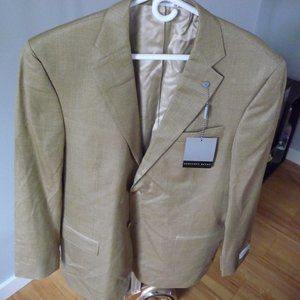 GEOFFREY BEENE NEW men's wool silk mustard color blend blazer size 44L